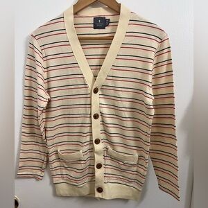 Hawkings McGill men Striped Cream Cardigan Sweater size XS